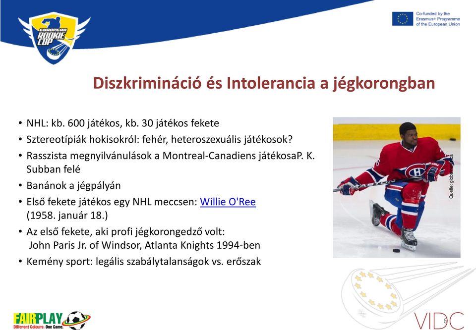 Rasszista megnyilvánulások a Montreal-CanadiensjátékosaP. K.