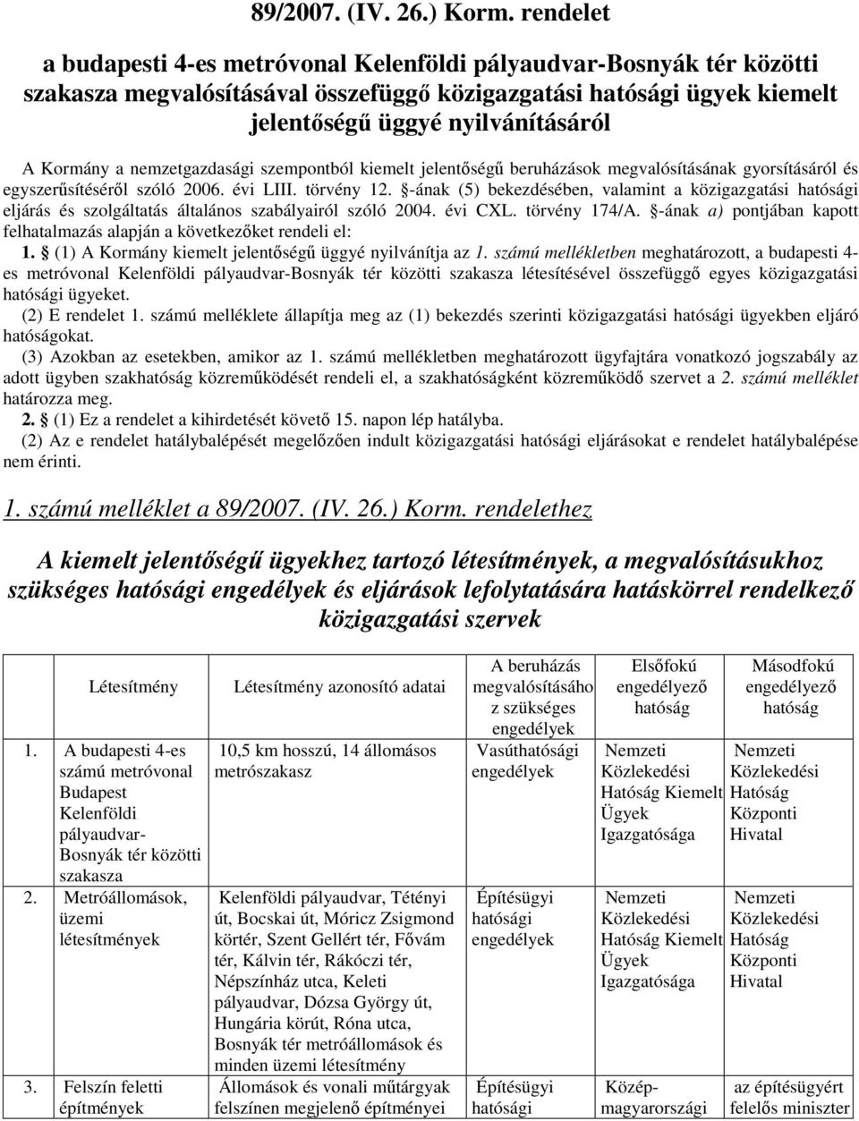 nemzetgazdasági szempontból kiemelt jelentıségő beruházások megvalósításának gyorsításáról és egyszerősítésérıl szóló 2006. évi LIII. törvény 12.