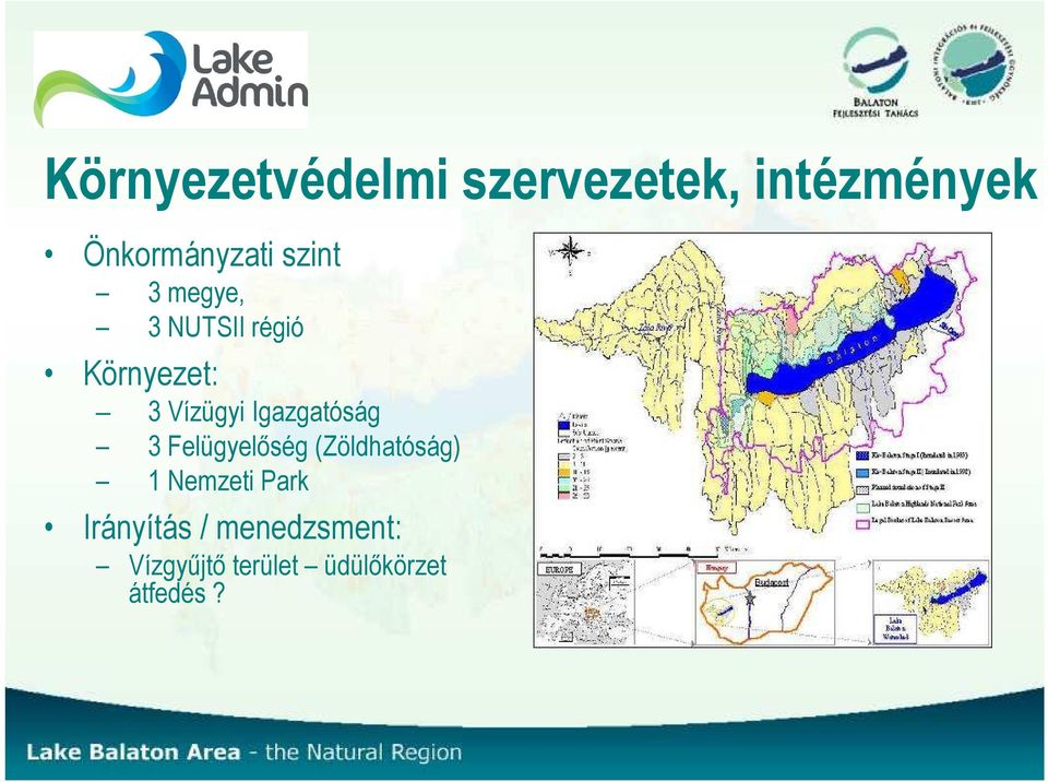 Igazgatóság 3 Felügyelıség (Zöldhatóság) 1 Nemzeti Park
