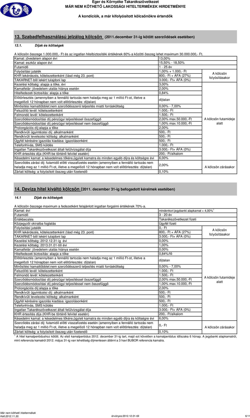 és az ingatlan hitelbiztosítéki értékének 60%-a közötti összeg lehet maximum 30.000.000,- Ft.