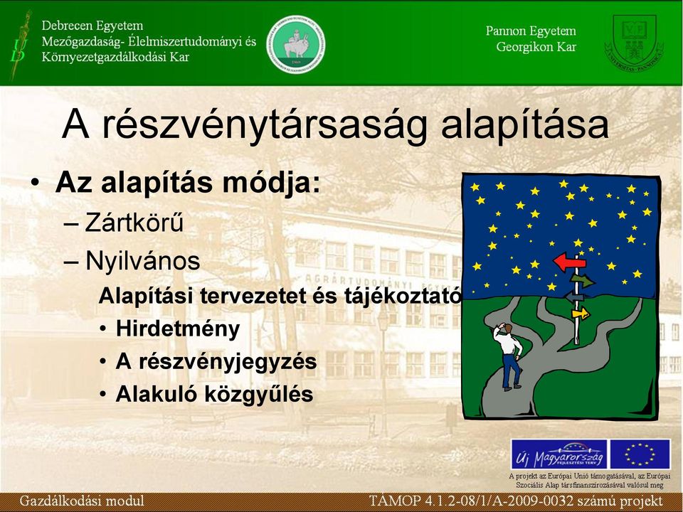 Alapítási tervezetet és tájékoztató