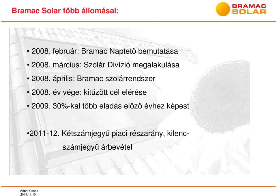 március: Szolár Divízió megalakulása 2008.