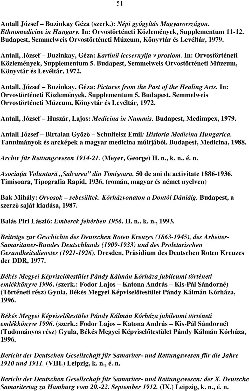 Budapest, Semmelweis Orvostörténeti Múzeum, Könyvtár és Levéltár, 1972. Antall, József Buzinkay, Géza: Pictures from the Past of the Healing Arts. In: Orvostörténeti Közlemények, Supplementum 5.