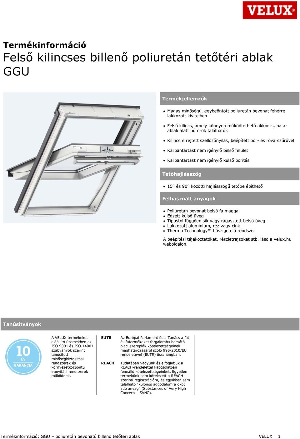 Termékinformáció Felső kilincses billenő poliuretán tetőtéri ablak GGU -  PDF Free Download