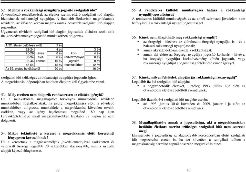 korkedvezményre jogosító munkakörben dolgoztak. A 22.