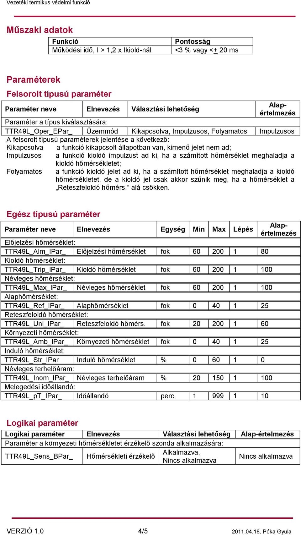 impulzus ad ki, ha a számí hőmérsékl mghaladja a kildó hőmérsékl; Flyamas a fukció kildó jl ad ki, ha a számí hőmérsékl mghaladja a kildó hőmérsékl, d a kildó jl csak akkr szűik mg, ha a hőmérsékl a