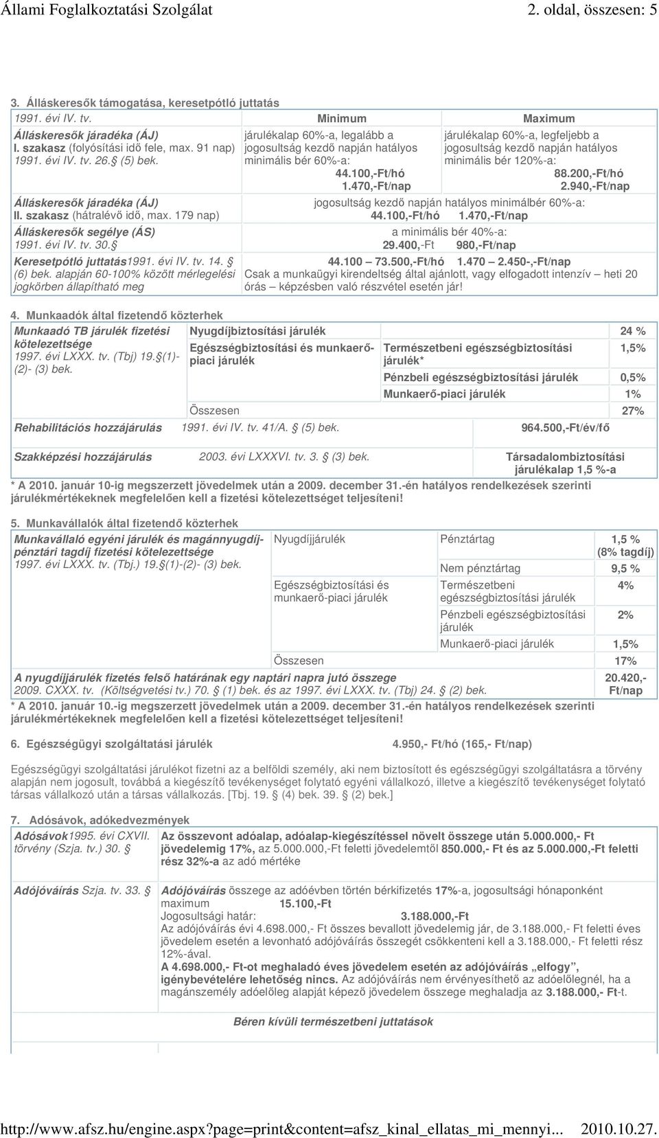 alapján 60-100% között mérlegelési jogkörben állapítható meg Szakképzési hozzájárulás 2003. évi LXXXVI. tv. 3. (3) bek. Társadalombiztosítási járulékalap 1,5 %-a * A 2010.