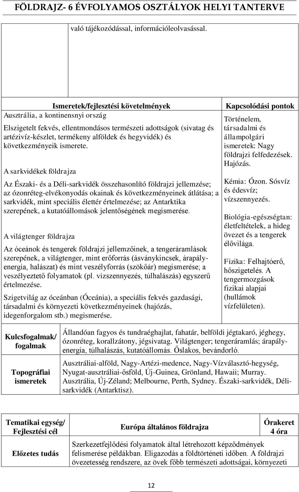 A sarkvidékek földrajza Az Északi- és a Déli-sarkvidék összehasonlító földrajzi jellemzése; az ózonréteg-elvékonyodás okainak és következményeinek átlátása; a sarkvidék, mint speciális élettér