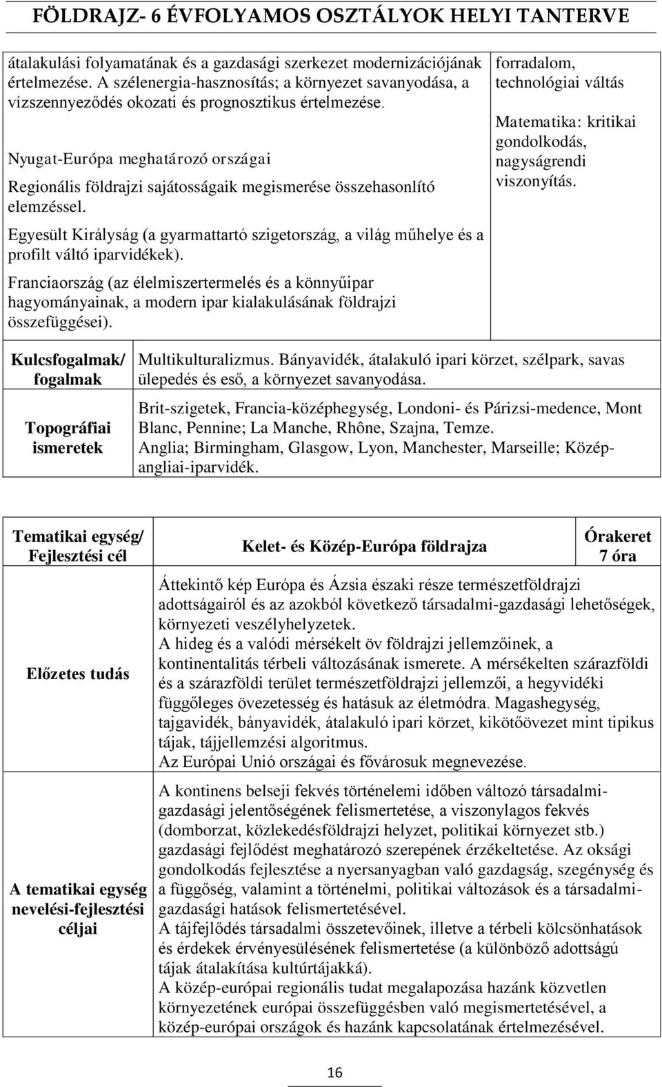 Egyesült Királyság (a gyarmattartó szigetország, a világ műhelye és a profilt váltó iparvidékek).