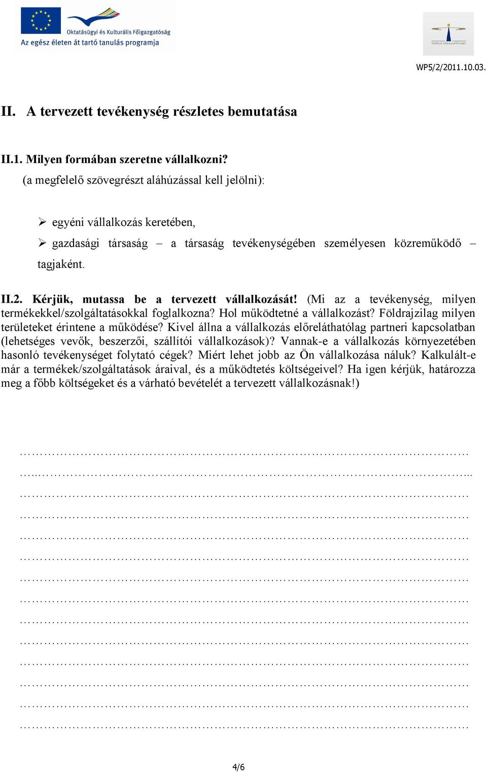 Kérjük, mutassa be a tervezett vállalkozását! (Mi az a tevékenység, milyen termékekkel/szolgáltatásokkal foglalkozna? Hol működtetné a vállalkozást?