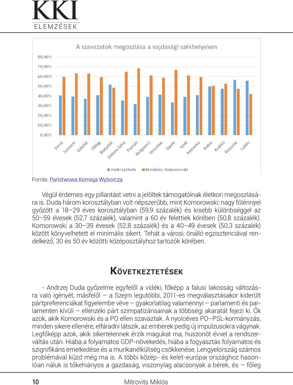 felettiek körében (50,8 százalék). Komorowski a 30 39 évesek (52,8 százalék) és a 40 49 évesek (50,3 százalék) között könyvelhetett el minimális sikert.