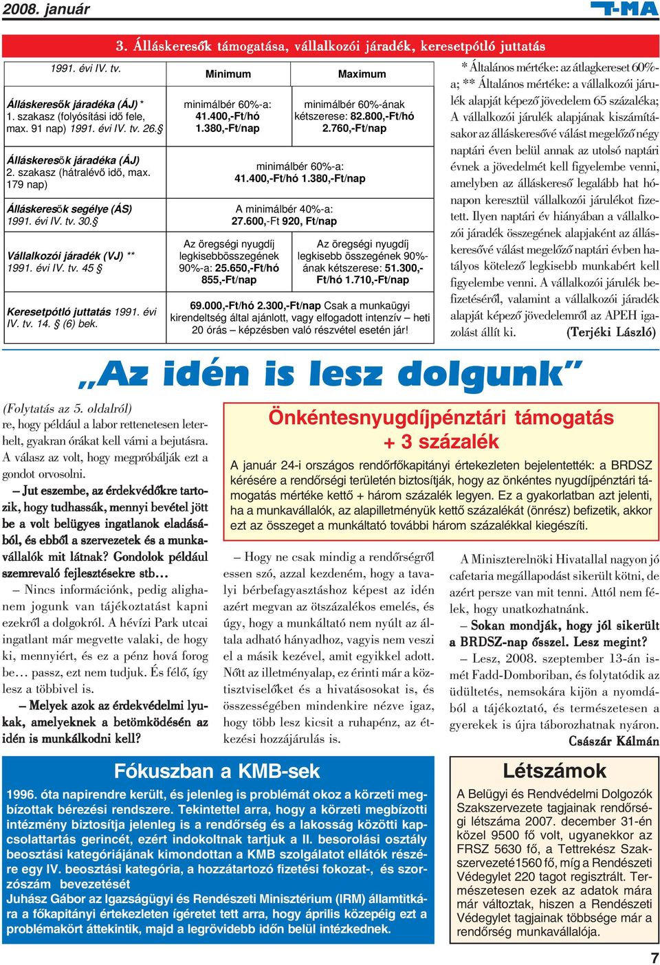 400,-Ft/hó 1.380,-Ft/nap Maximum minimálbér 60%-ának kétszerese: 82.800,-Ft/hó 2.760,-Ft/nap minimálbér 60%-a: 41.400,-Ft/hó 1.380,-Ft/nap A minimálbér 40%-a: 27.