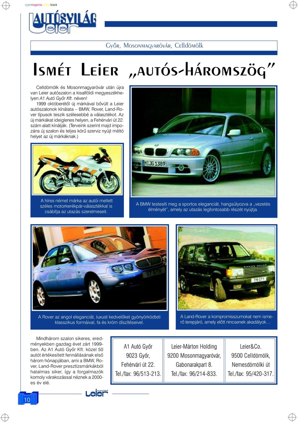 szám alatt kínálják. (Terveink szerint majd impozáns új szalon és teljes körû szerviz nyújt méltó helyet az új márkáknak.
