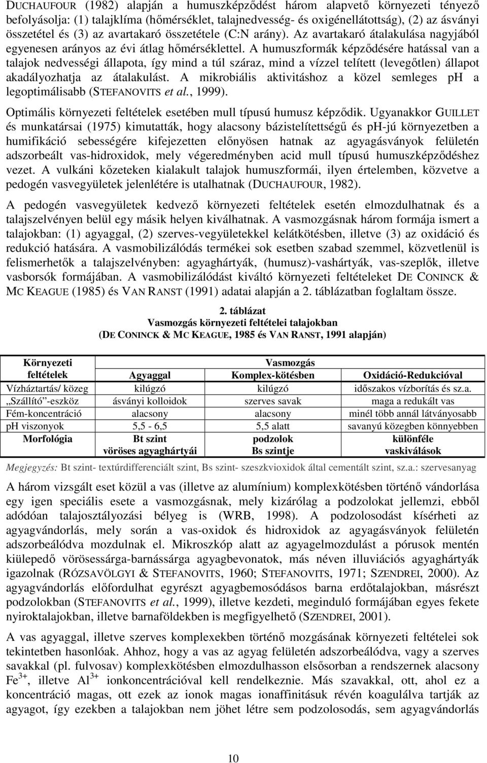 A humuszformák képzıdésére hatással van a talajok nedvességi állapota, így mind a túl száraz, mind a vízzel telített (levegıtlen) állapot akadályozhatja az átalakulást.