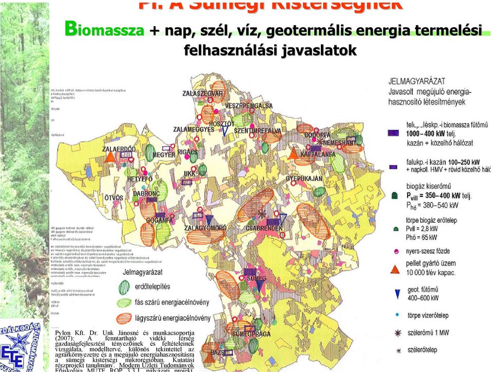 Unk Jánosné és munkacsoportja (2007): A fenntartható vidéki térség gazdaságfejlesztési tényezőinek és