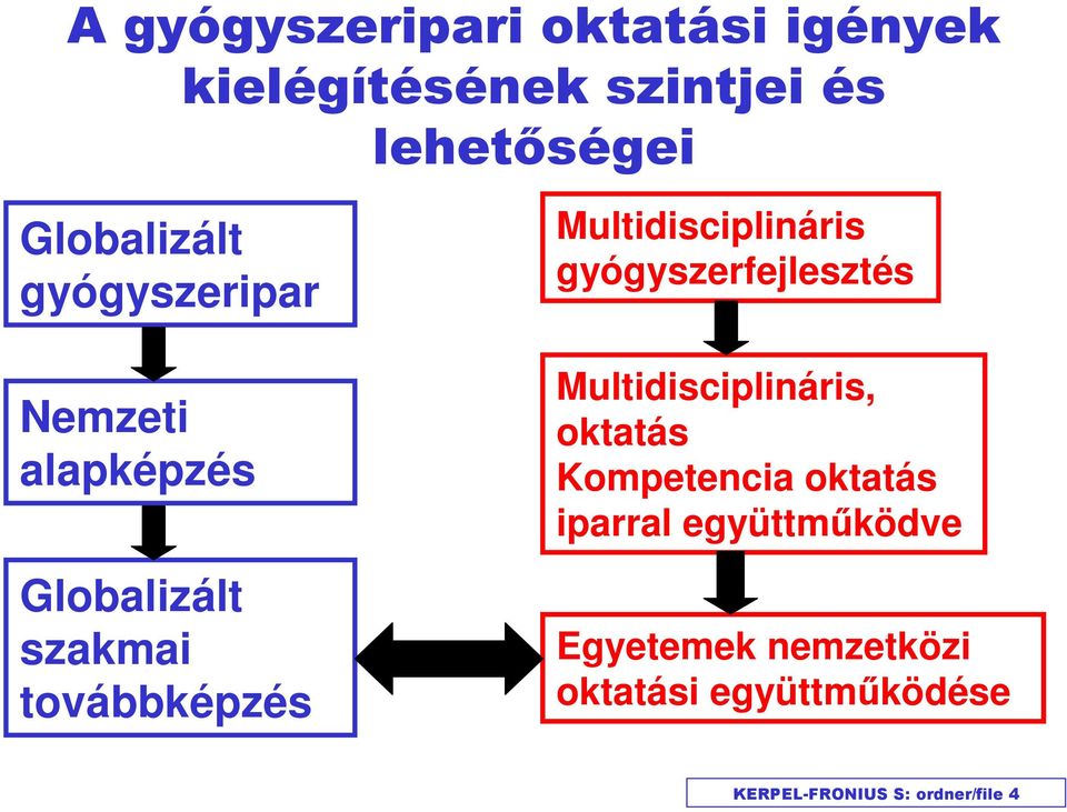 Multidisciplináris gyógyszerfejlesztés Multidisciplináris, oktatás Kompetencia