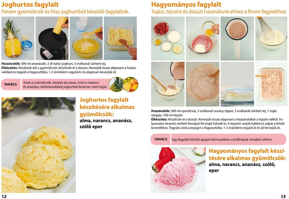Eggs, fresh cream and juice are used to make this ice cream Hagyományos fagylalt full of flavor and nutrients.
