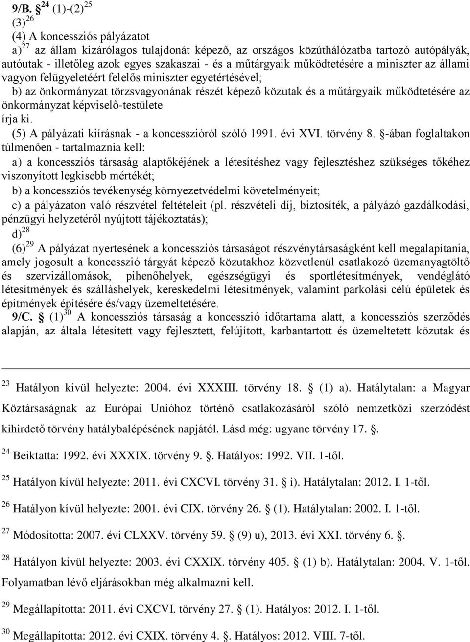 önkormányzat képviselő-testülete írja ki. (5) A pályázati kiírásnak - a koncesszióról szóló 1991. évi XVI. törvény 8.