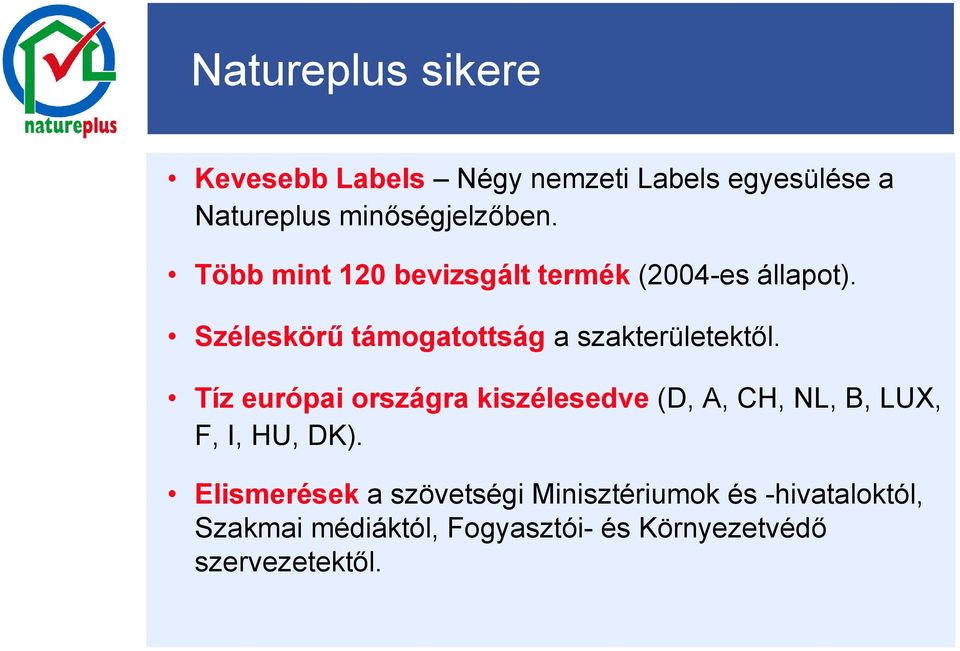 Tíz európai országra kiszélesedve (D, A, CH, NL, B, LUX, F, I, HU, DK).