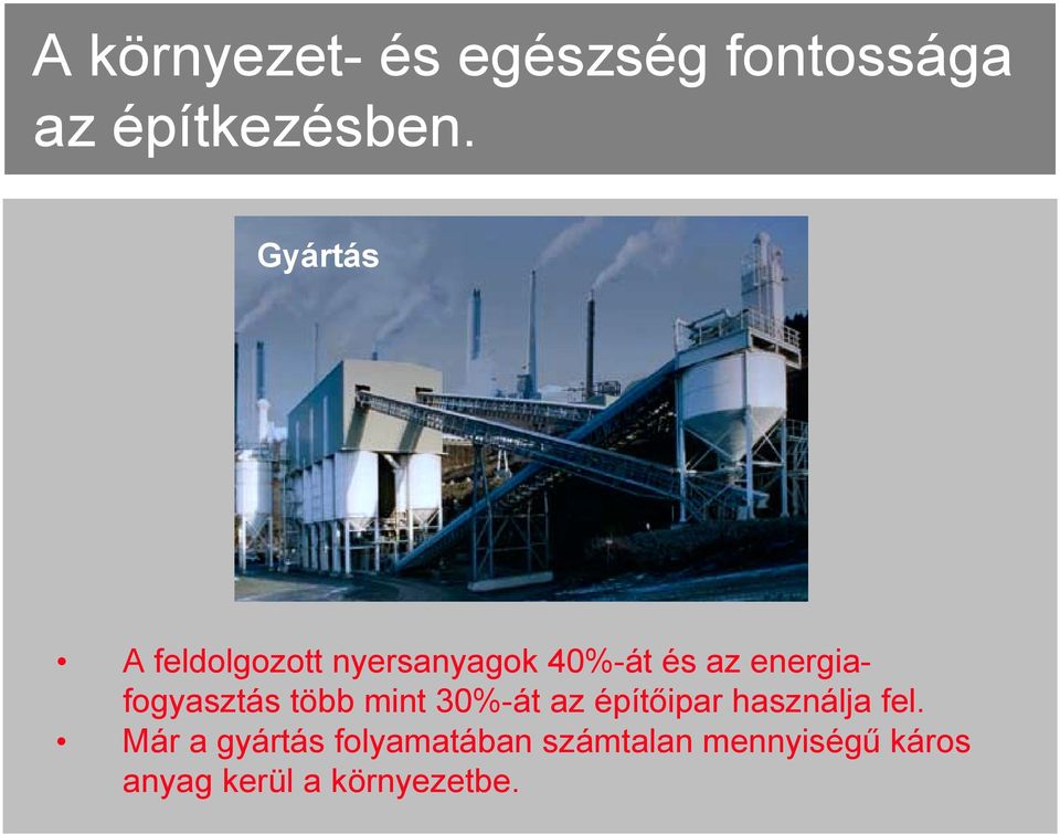 energiafogyasztás több mint 30%-át az építőipar használja fel.