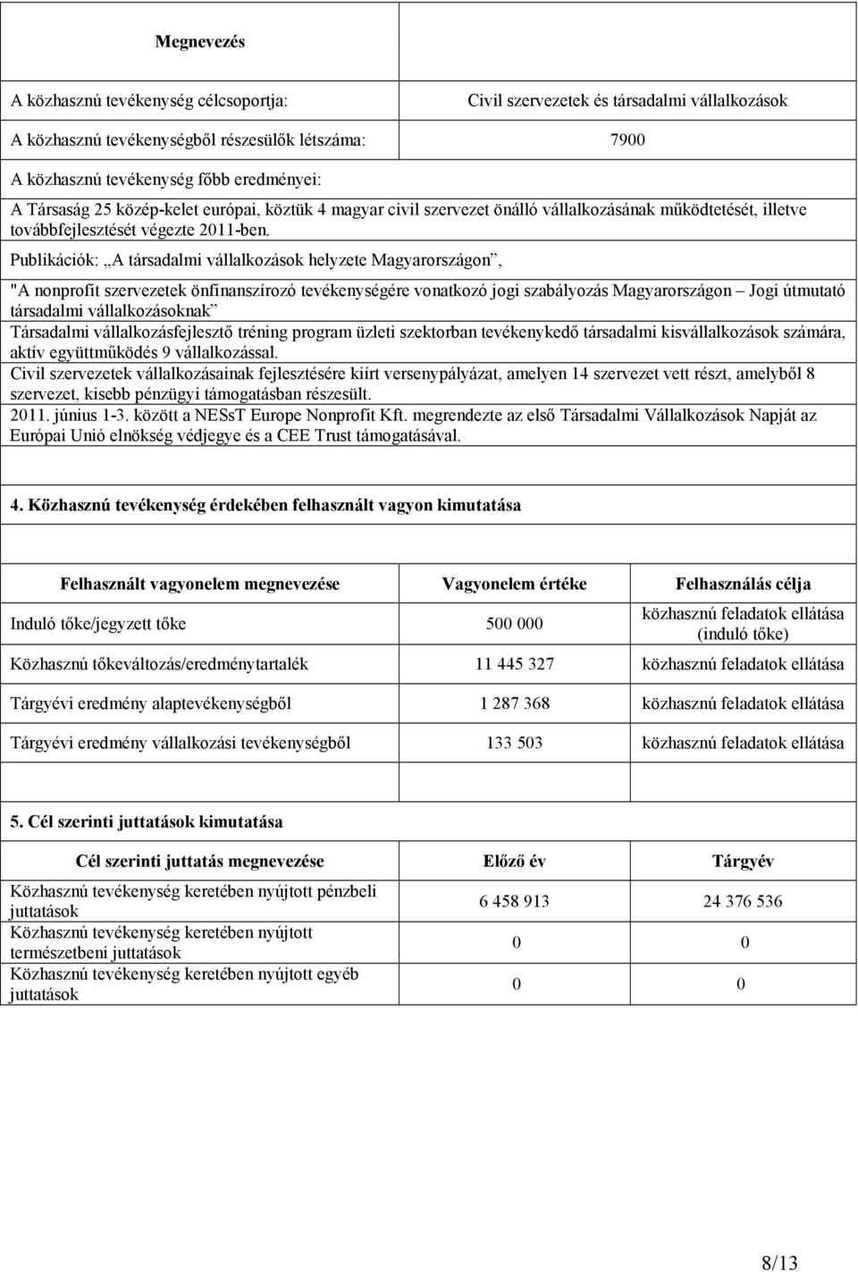 Publikációk: A társadalmi vállalkozások helyzete Magyarországon, "A nonprofit szervezetek önfinanszírozó tevékenységére vonatkozó jogi szabályozás Magyarországon Jogi útmutató társadalmi