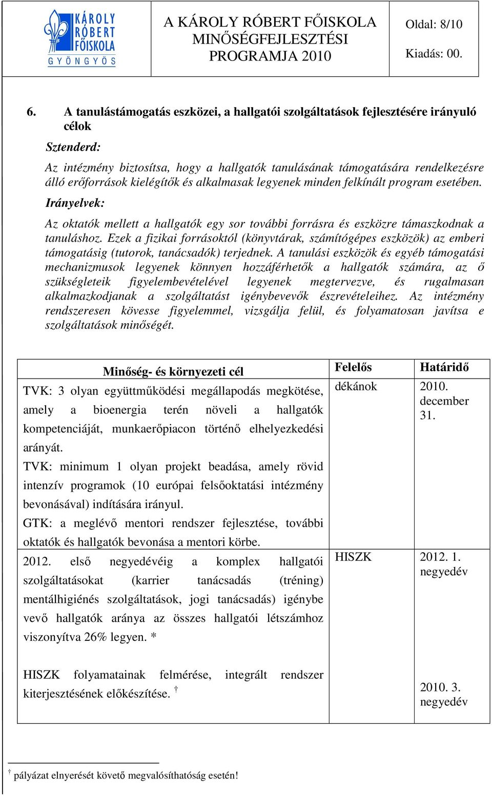 alkalmasak legyenek minden felkínált program esetében. Irányelvek: Az oktatók mellett a hallgatók egy sor további forrásra és eszközre támaszkodnak a tanuláshoz.