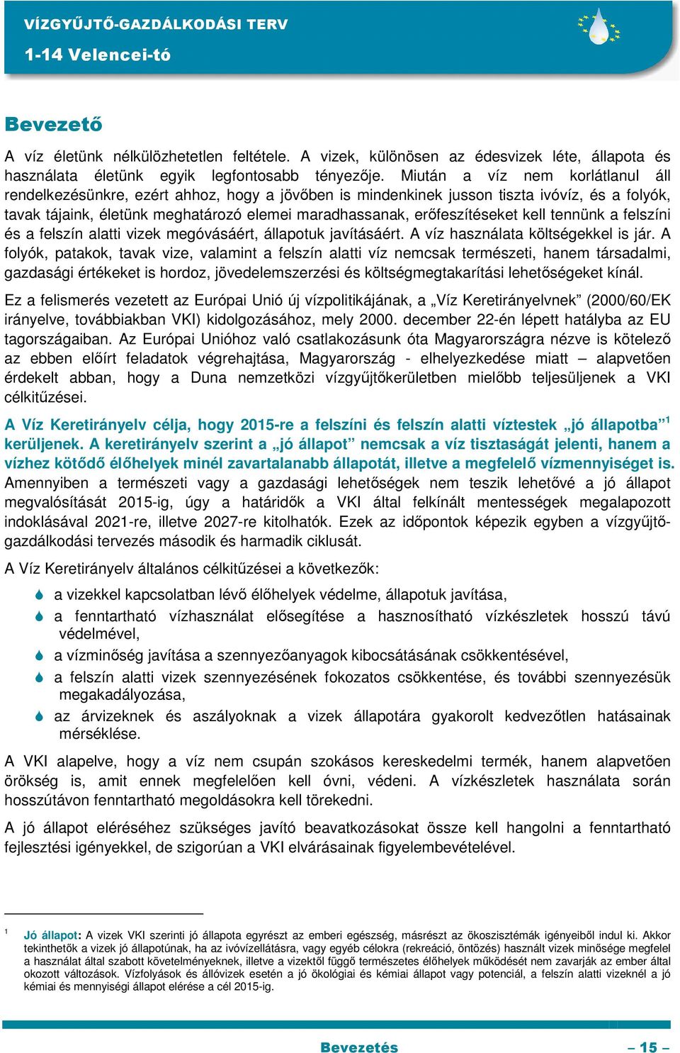 erıfeszítéseket kell tennünk a felszíni és a felszín alatti vizek megóvásáért, állapotuk javításáért. A víz használata költségekkel is jár.