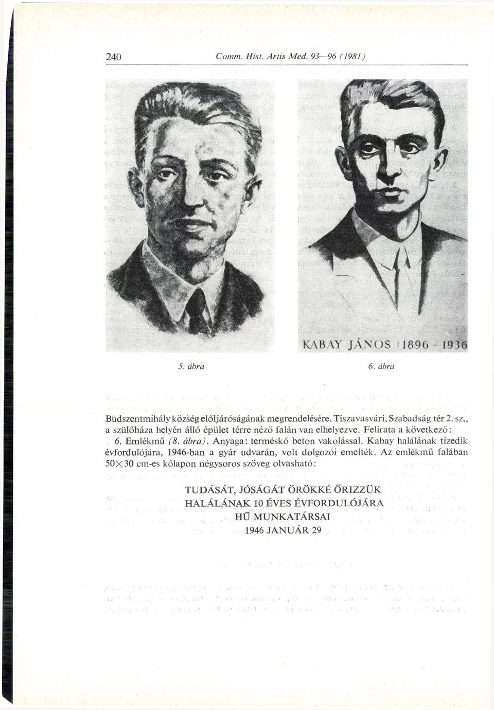 Anyaga: terméskő beton vakolással. Kabay halálának tizedik évfordulójára, 1946-ban a gyár udvarán, volt dolgozói emelték.