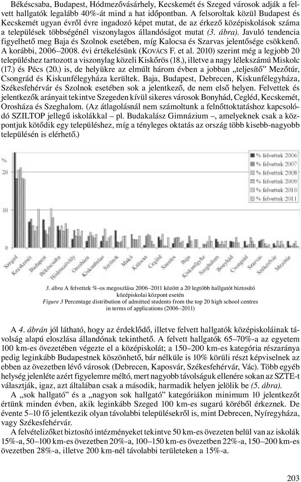 Javuló tendencia figyelhető meg Baja és Szolnok esetében, míg Kalocsa és Szarvas jelentősége csökkenő. A korábbi, 2006 2008. évi értékelésünk (KOVÁCS F. et al.