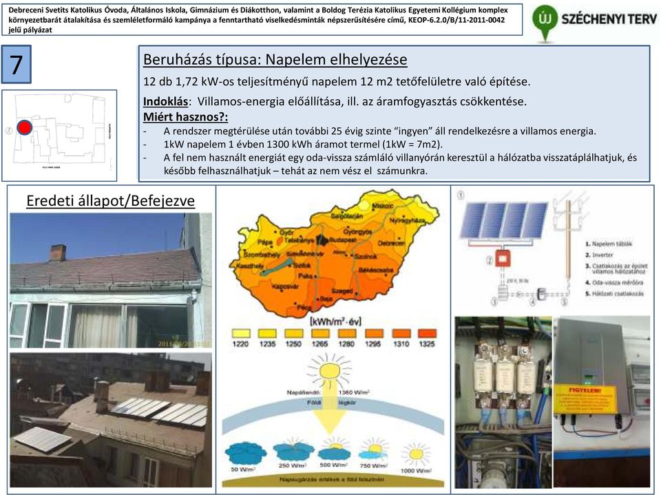 - A rendszer megtérülése után további 25 évig szinte ingyen áll rendelkezésre a villamos energia.