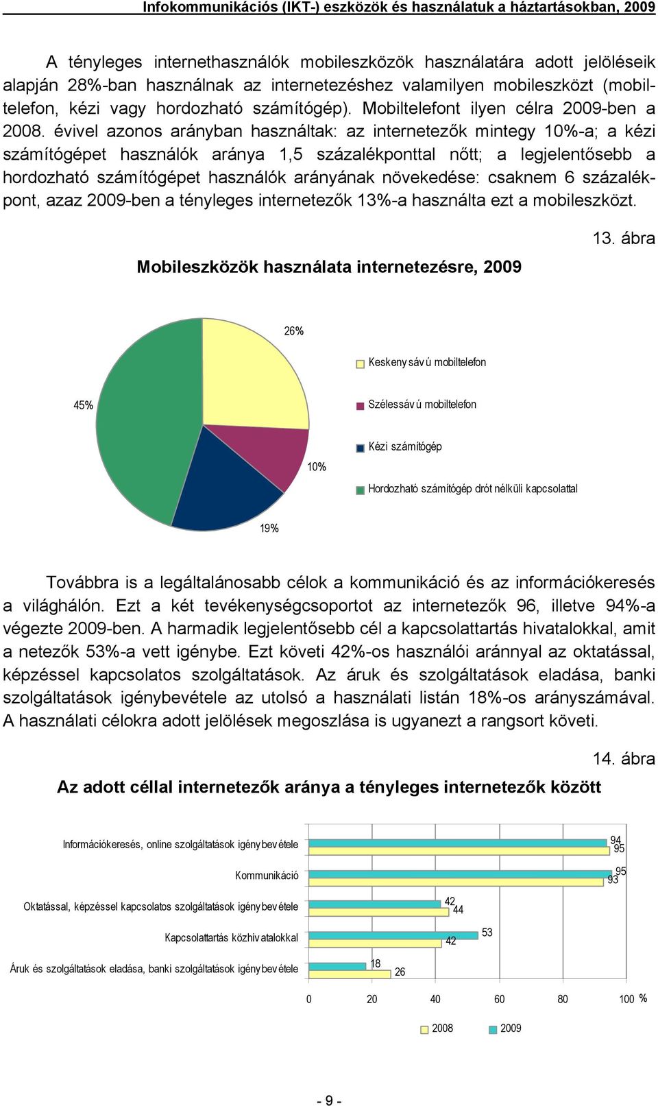 évivel azonos arányban használtak: az internetezők mintegy 10%-a; a kézi számítógépet használók aránya 1,5 százalékponttal nőtt; a legjelentősebb a hordozható számítógépet használók arányának