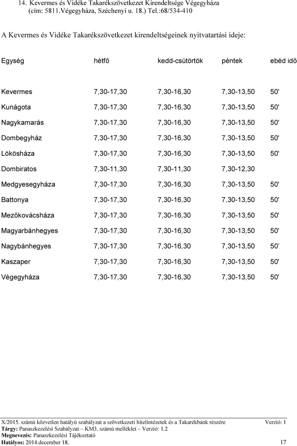 7,30-17,30 7,30-16,30 7,30-13,50 50' Nagykamarás 7,30-17,30 7,30-16,30 7,30-13,50 50' Dombegyház 7,30-17,30 7,30-16,30 7,30-13,50 50' Lökösháza 7,30-17,30 7,30-16,30 7,30-13,50 50' Dombiratos