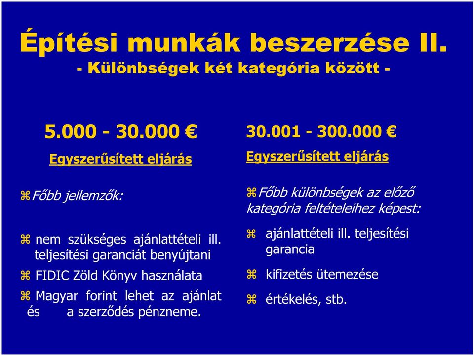 teljesítési garanciát benyújtani FIDIC Zöld Könyv használata Magyar forint lehet az ajánlat és a szerződés