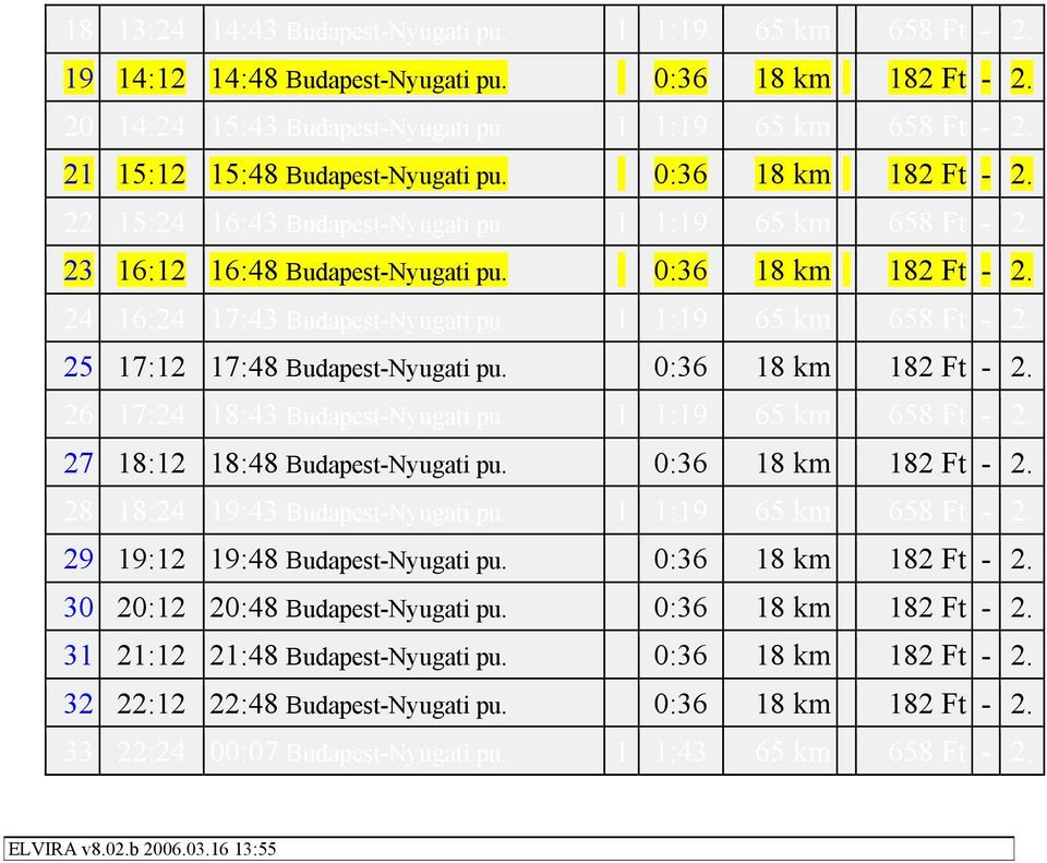 26 17:24 18:43 1 1:19 65 km 658 Ft - 2. 27 18:12 18:48 0:36 18 km 182 Ft - 2. 28 18:24 19:43 1 1:19 65 km 658 Ft - 2. 29 19:12 19:48 0:36 18 km 182 Ft - 2.