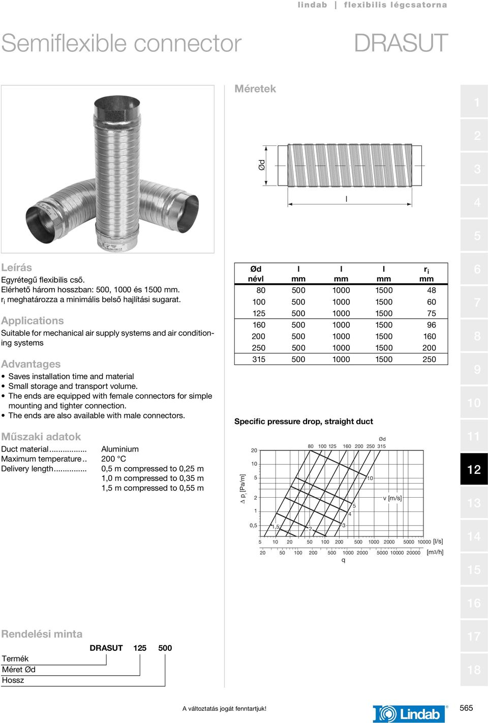 The ends are equipped with feae connectors for sipe ounting and tighter connection. The ends are aso avaiabe with ae connectors. Duct ateria... Auiniu Maxiu teperature.. 00 C Deivery ength.
