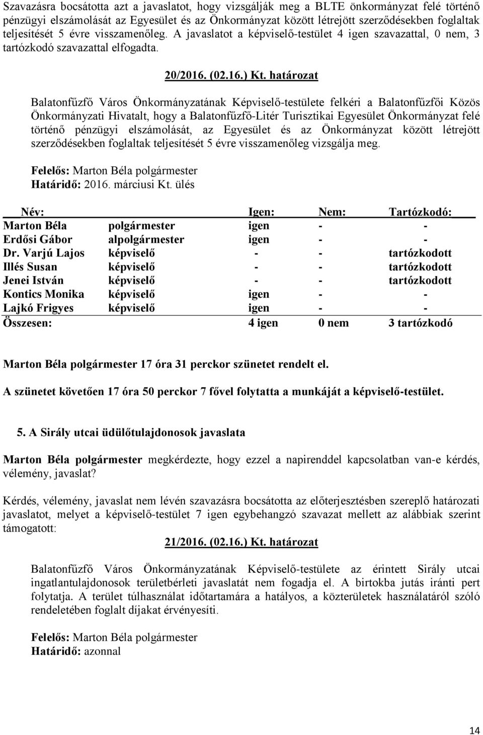 határozat Balatonfűzfő Város Önkormányzatának Képviselő-testülete felkéri a Balatonfűzfői Közös Önkormányzati Hivatalt, hogy a Balatonfűzfő-Litér Turisztikai Egyesület Önkormányzat felé történő