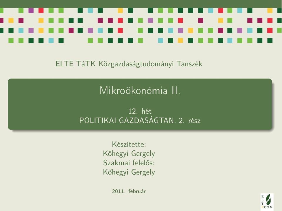 POLITIKAI GAZDASÁGTAN, 2.