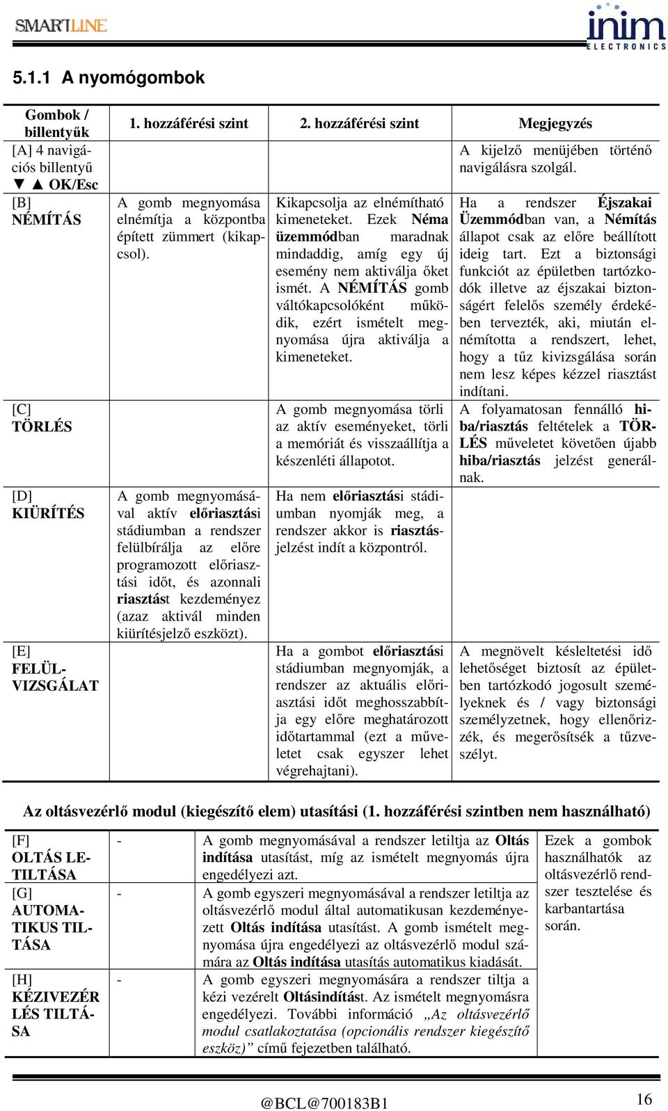 A gomb megnyomásával aktív előriasztási stádiumban a rendszer felülbírálja az előre programozott előriasztási időt, és azonnali riasztást kezdeményez (azaz aktivál minden kiürítésjelző eszközt).