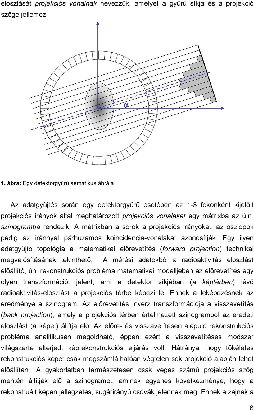 A mátrixban a sorok a projekciós irányokat, az oszlopok pedig az iránnyal párhuzamos koincidencia-vonalakat azonosítják.