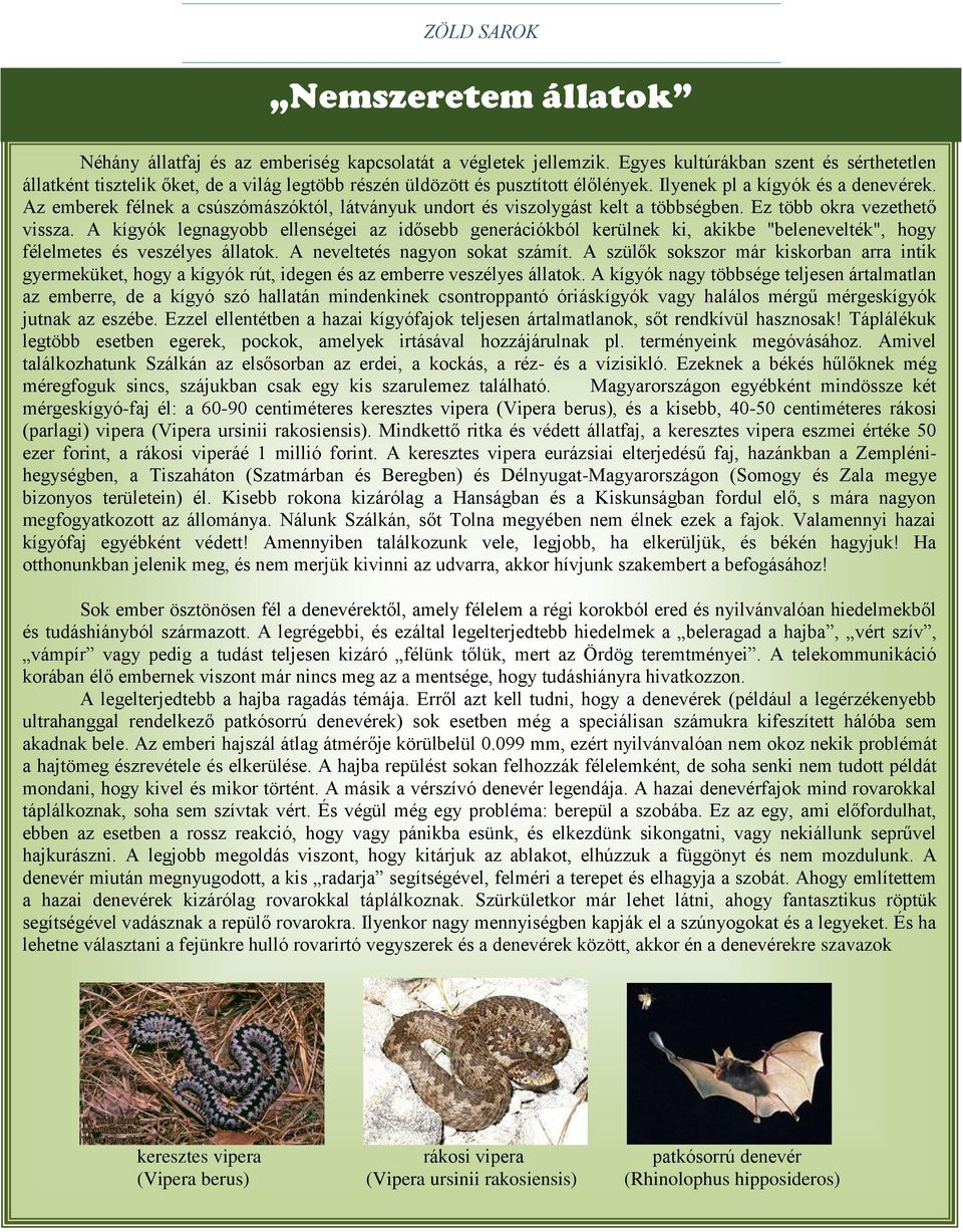 Az emberek félnek a csúszómászóktól, látványuk undort és viszolygást kelt a többségben. Ez több okra vezethető vissza.