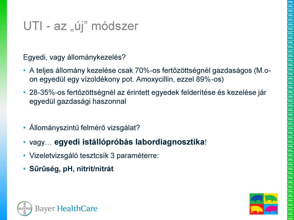 Amoxycillin, ezzel 89%-os) 28-35%-os fertőzöttségnél az érintett egyedek felderítése és kezelése jár
