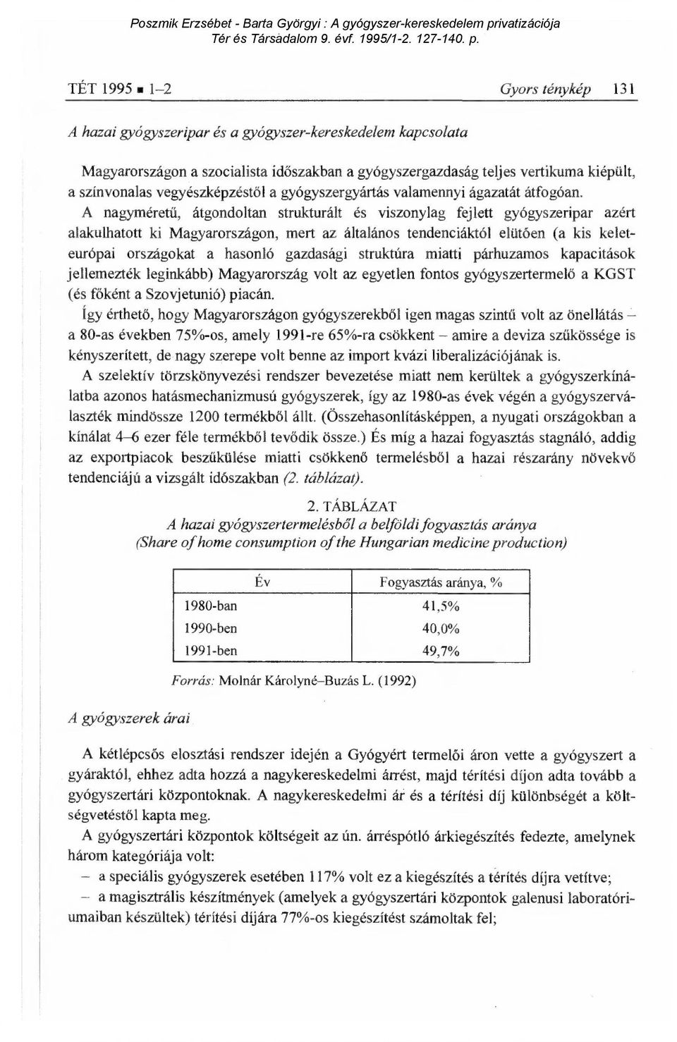 A nagyméretű, átgondoltan strukturált és viszonylag fejlett gyógyszeripar azért alakulhatott ki Magyarországon, mert az általános tendenciáktól elüt ően (a kis keleteurópai országokat a hasonló