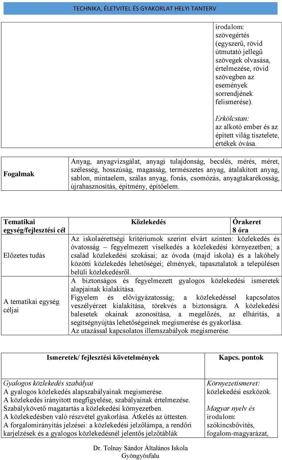 Fogalmak Anyag, anyagvizsgálat, anyagi tulajdonság, becslés, mérés, méret, szélesség, hosszúság, magasság, természetes anyag, átalakított anyag, sablon, mintaelem, szálas anyag, fonás, csomózás,