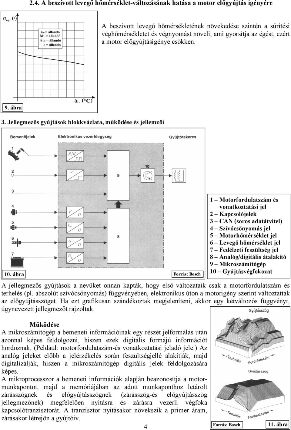 ábra 1 Motorfordulatszám és vonatkoztatási jel 2 Kapcsolójelek 3 CAN (soros adatátvitel) 4 Szívócsőnyomás jel 5 Motorhőmérséklet jel 6 Levegő hőmérséklet jel 7 Fedélzeti feszültség jel 8