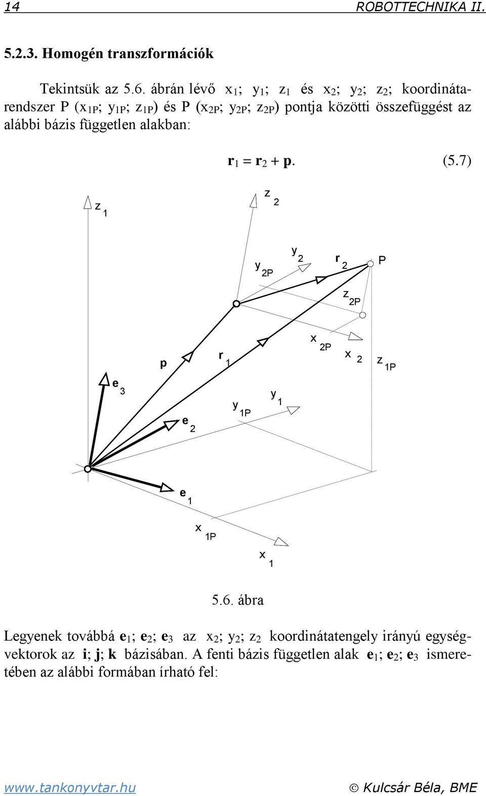 alábbi bázis független alakban: r = r + p. (5.7) z z P r P z P p r P z P e P e e P 5.6.