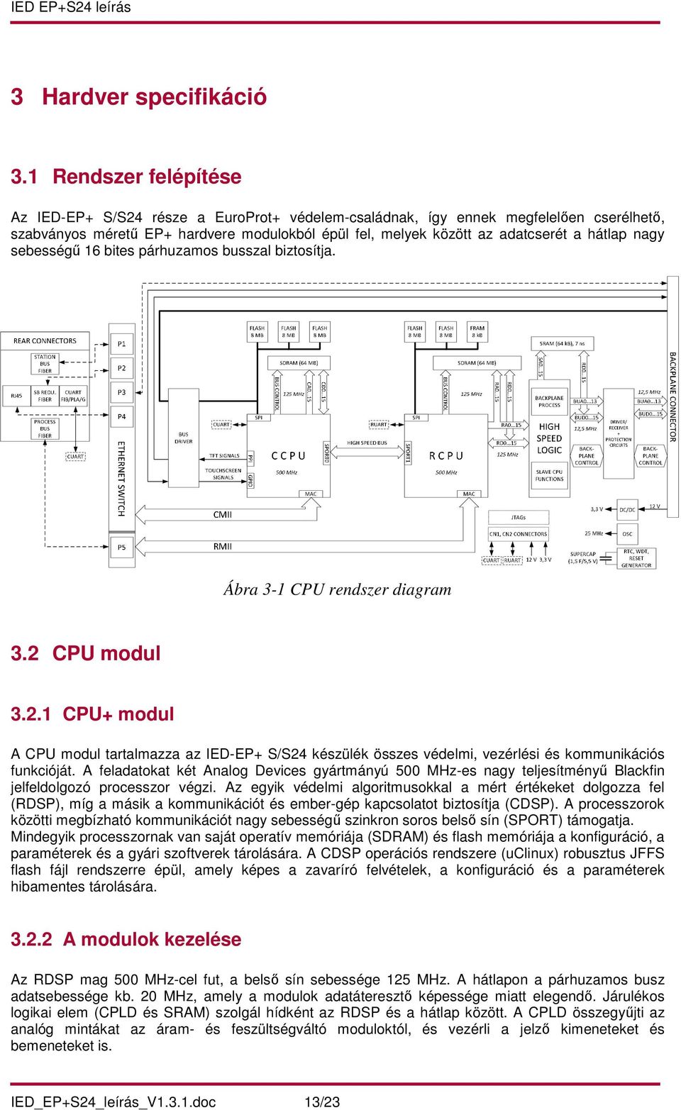 nagy sebességű 16 bites párhuzamos busszal biztosítja. Ábra 3-1 CPU rendszer diagram 3.2 