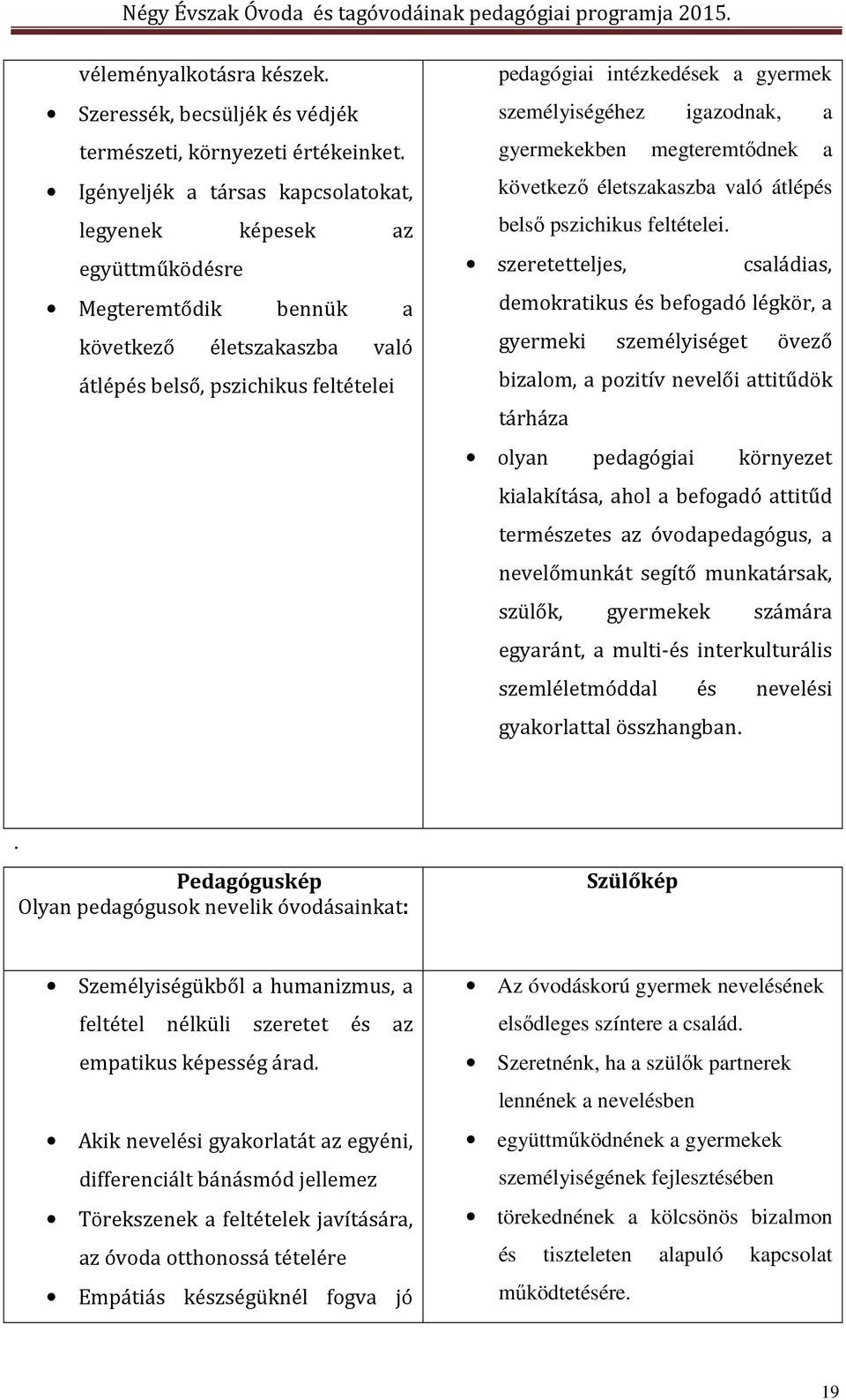 személyiségéhez igazodnak, a gyermekekben megteremtődnek a következő életszakaszba való átlépés belső pszichikus feltételei.