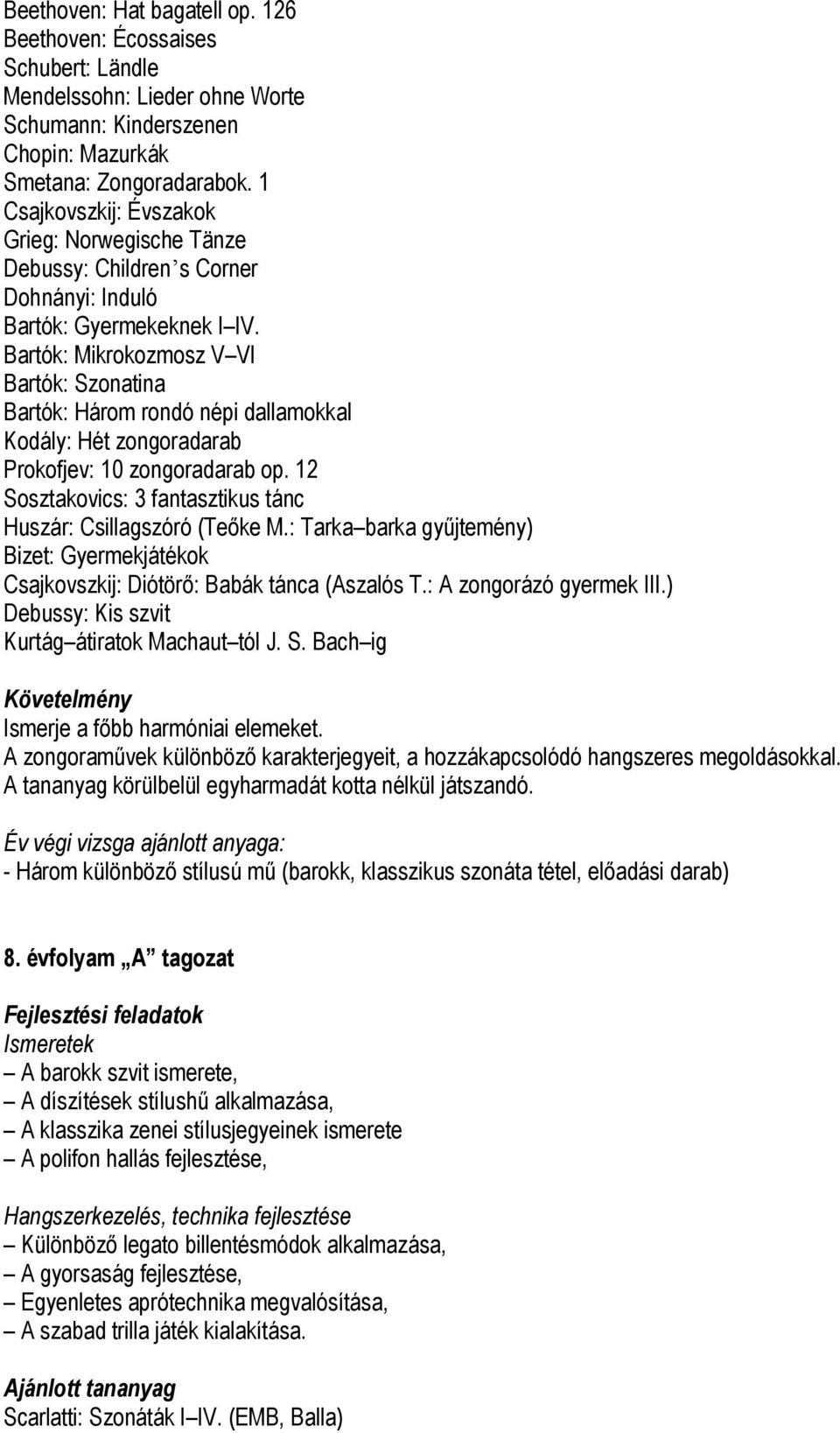 Bartók: Mikrokozmosz V VI Bartók: Szonatina Bartók: Három rondó népi dallamokkal Kodály: Hét zongoradarab Prokofjev: 10 zongoradarab op.