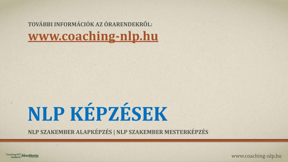 KÉPZÉSEK NLP SZAKEMBER