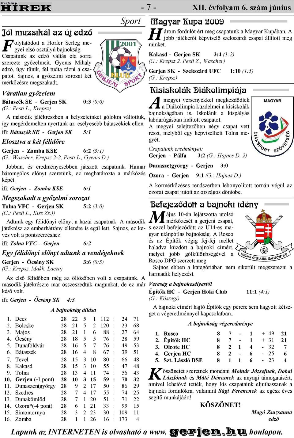, Krepsz) Sport A második játékrészben a helyzeteinket gólokra váltottuk, így megérdemelten nyertünk az esélyesebb bátaszékiek ellen.
